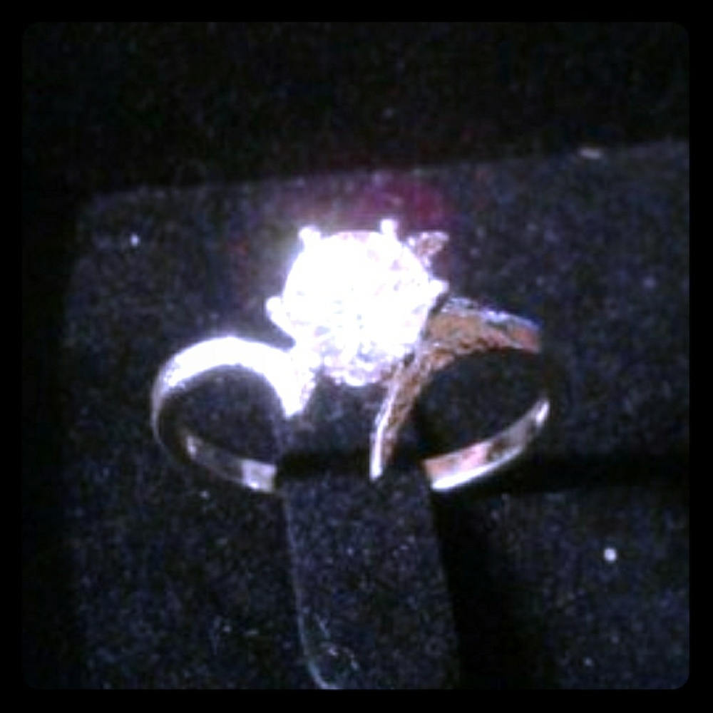 Natural Zircon Sterling Silver Engagement Ring